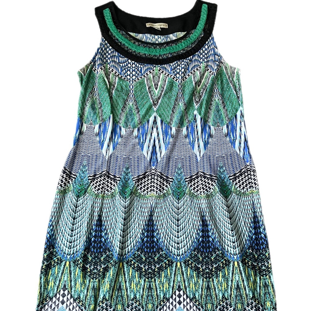 Sandra Darren Bohemian Blue And Green Dress